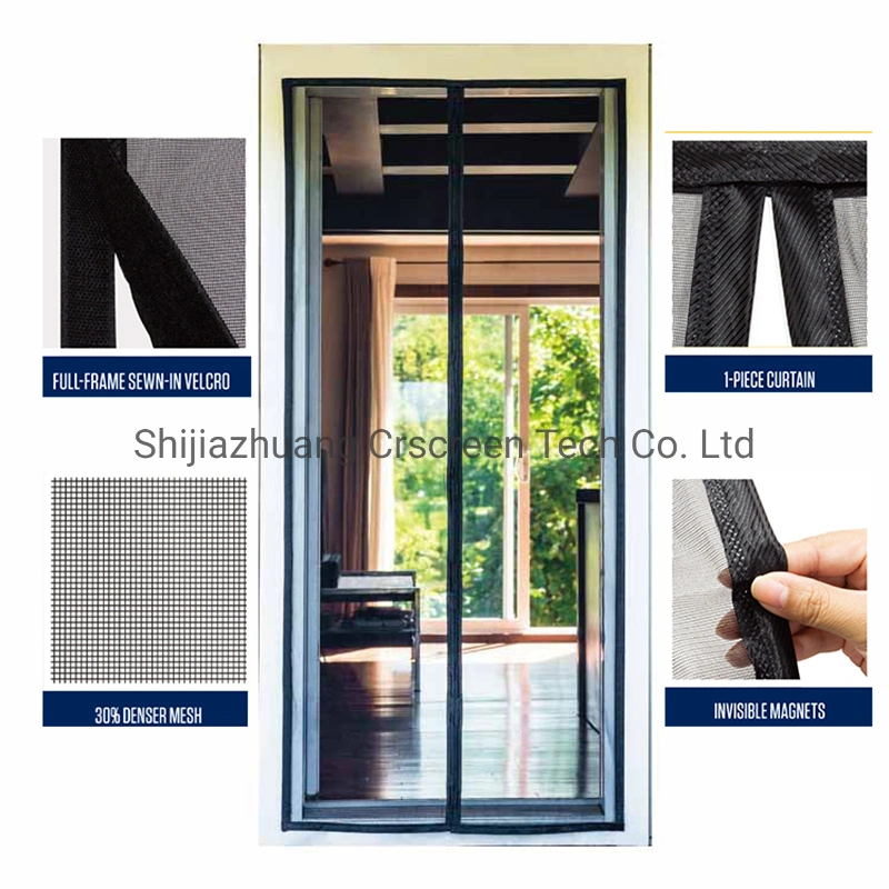 100% Polyester Magnetic Door Screen Curtain Full Frame Hook &amp; Loop