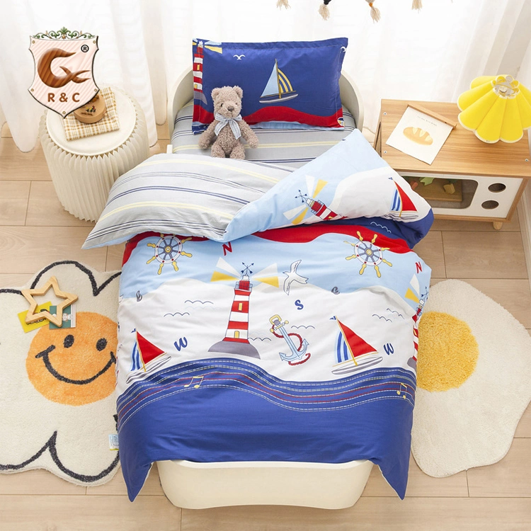 Pure Cotton Cartoon Printed Duvet Cover Kids Bedding Set Full Size Bedding